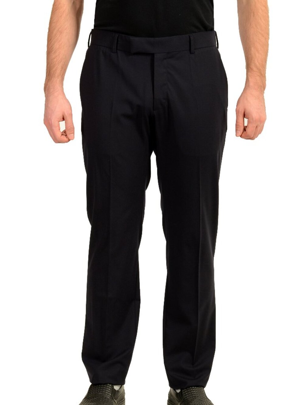 Malo Men's Navy Blue Wool Flat Front Dress Pants US 36 IT 52
